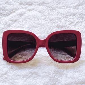 Eva Red Square-Framed Sunglasses